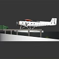 3D Spacecraft Model Display On Platform With Green Brown Cargo Containers 3d model