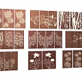 Wooden Decorative Screens With Various Plant Patterns And Different Designs 3d model
