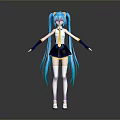 Vibrant Anime Character With Blue Long Twin Ponytails Sailor Uniform White Top And Blue Skirt
