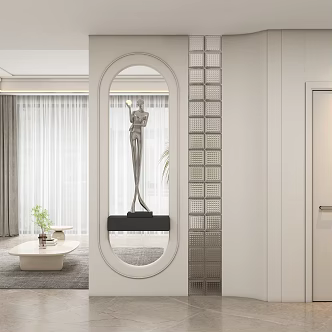 Modern cream style porch aisle partition 3d model