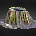 Natural Wood Stone Tree Stump With Mossy Texture And Rough Surface 3d model