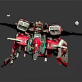 Red Mecha Robot Character With Detailed Armor Wings And Standing Pose