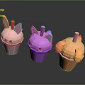 Three Colorful Cartoon Animal Ear Design Straw Cups For Daily Use
