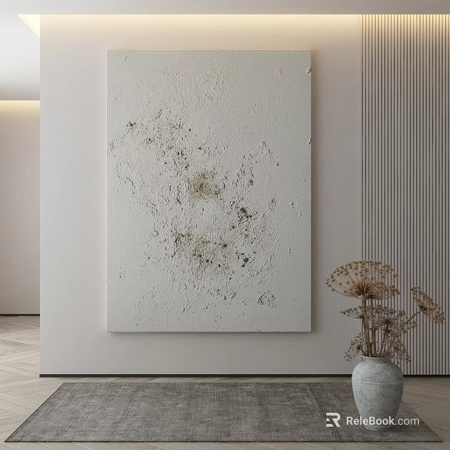Modern Textured White Abstract Painting With Artistic Hand Painted Texture 3d model