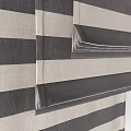 Modern Roman Blinds In Black And White Striped Fabric With Pull Chains
