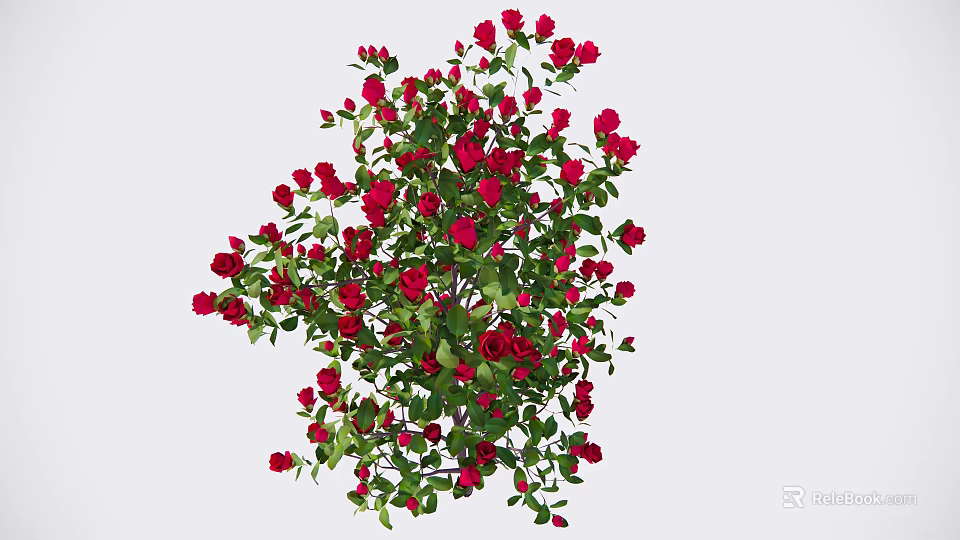 Vibrant Red Roses With Lush Green Leaves Blooming In Natural Arrangement 3d model 