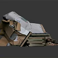 Pile of Waste Materials Including Cardboard Paper and Recyclable Items
