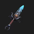 Fantasy Decorative Sword With Blue Glowing Blade Ornate Hilt And Intricate Patterns Design
