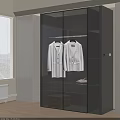 Modern Wardrobe Interior Design With Glass Doors Hanging Suits And Open Shelves