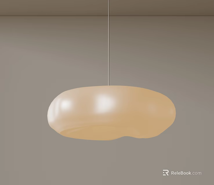 Modern Beige Pendant Light With Soft Rounded Design For Interior Decoration 3d model