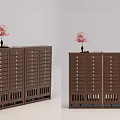 Brown Wooden Chest of Drawers With Golden Handles Multiple Drawers and Decorative Top