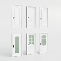 White Hinged Doors With Various Designs Including Glass Panels And Solid Panels