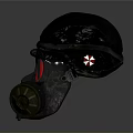 Vintage Gas Mask With Red Lenses Black Cap And Metallic Filter