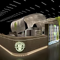 Modern Bubble Tea Shop Interior With Curved Wave Design Green Bar And Seating