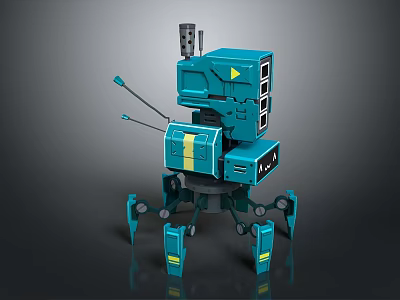 Teal Mechanical Robot Creature With Multiple Legs Antennas Detailed Panels And Sensors 3d model