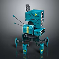 Teal Mechanical Robot Creature With Multiple Legs Antennas Detailed Panels And Sensors