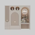 Arched Door Light Colored Wardrobe With Drawers Shelves Dolls And Hello Sunshine Light Up Sign