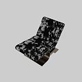 Modern Leisure Chair With Black White Patterned Fabric And Metal Frame