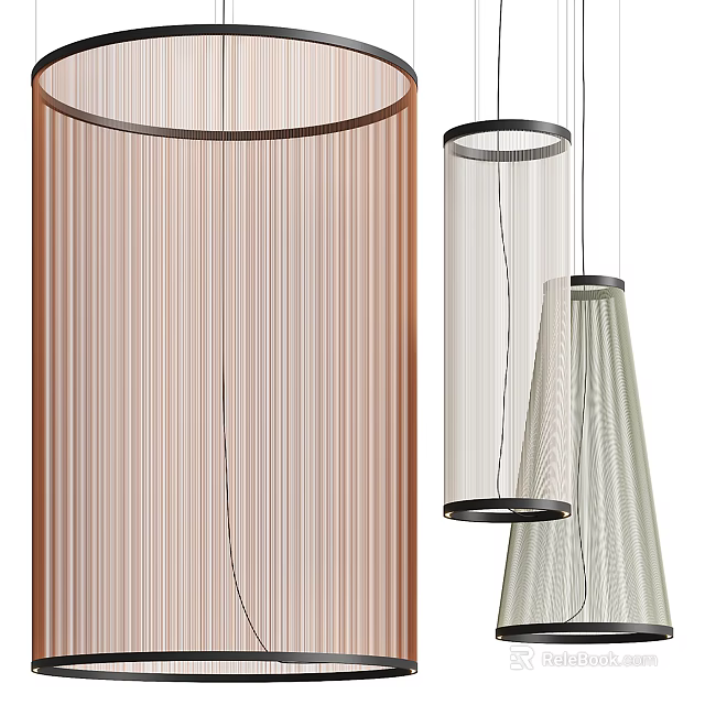 Modern Hanging Chandelier Designs With Cylindrical Conical Shapes And Metal Mesh Frames 3d model 