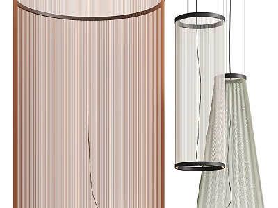 Modern Hanging Chandelier Designs With Cylindrical Conical Shapes And Metal Mesh Frames 3d model