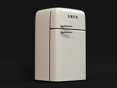 SMEG Vintage White Double Door Refrigerator With Classic Design And Smooth Exterior Surface 3d model