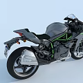 Sleek Modern Sporty Motorcycle With Black Gray Body Green Accents And Alloy Wheels