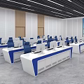 High Tech Modern Control Room Interior With Workstations And Monitors 3d model