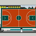 Indoor Colorful Geometric Basketball Court With Hoop For Fitness Sports Training