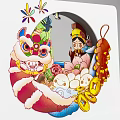 2023 January Desk Calendar with Cartoon Characters Good Luck Inscriptions White Body and Golden Base