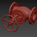 Red Cast Iron Industrial Valve With Manual Handwheel And Flange Ends