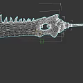 Unique Decorative Weapon with Serrated Blade and Skull Head Design Bone Like Structure 3d model