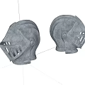 Two Shiny Medieval Metal Helmets With Structured Facemasks And Glossy Finish