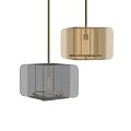Modern Elegant Chandelier Design With Gold Metal Frame Textured Glass And Clear Bulb