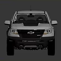 White Modern Pickup Truck Featuring Black Hood Stripe And Black Wheels