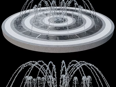 Decorative Garden Ornament Circular Fountain With Multiple Water Jets And Flowing Streams 3d model