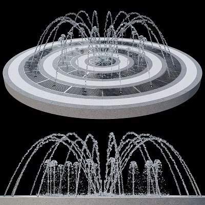 Decorative Garden Ornament Circular Fountain With Multiple Water Jets And Flowing Streams 3d model