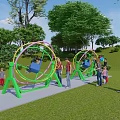 Rotating Space Circle Rotating Qiankun Children's Amusement Equipment 3d model