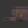 Pink Themed Scene Building Components With Arched Walls Stairs And Green Accents