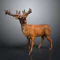 Realistic Deer Sculpture With Large Antlers Open Mouth And Standing Pose