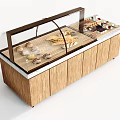Wooden Display Shelf With Glass Cover For Fresh Pastries And Bread