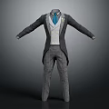 Men's Formal Tailcoat Outfit With White Vest Plaid Pants And Blue Tie