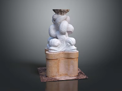 Intricate White Garden Ornament With Carved Patterns And Decorative Base For Outdoor Garden Use 3d model