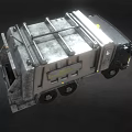 Municipal Garbage Truck With Yellow Warning Lights Enclosed Body And Illuminated Headlights