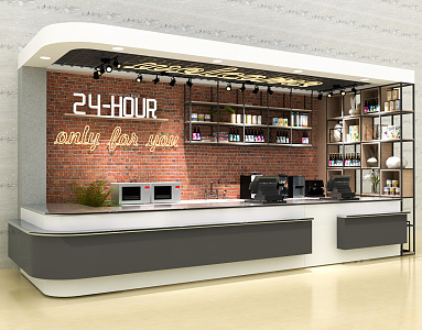 Industrial LOFT Cashier Convenience Store Cashier Desk 3d model