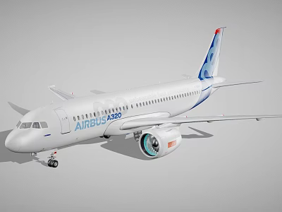 Airbus Commercial Aircraft Featuring White Body And Blue Tail Design Elements 3d model