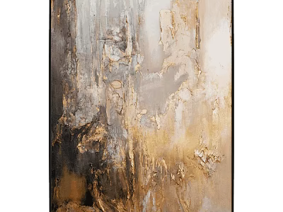 Abstract Painting With Gold Gray And Black Textured Layers For Modern Wall Art Decor 3d model