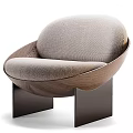 Modern Leisure Chair With Curved Wooden Frame And Soft Light Gray Upholstered Seat