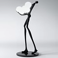 Abstract Human Shaped Floor Lamp With Black Frame And White Globe Shades