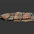 Realistic Rock Terrain Model With Colorful Rocks Dirt Ground And Green Vegetation