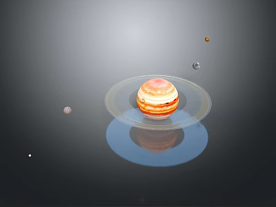 Delicious Hamburger On Transparent Plate With Floating Small Spheres And Reflection On Dark Background 3d model